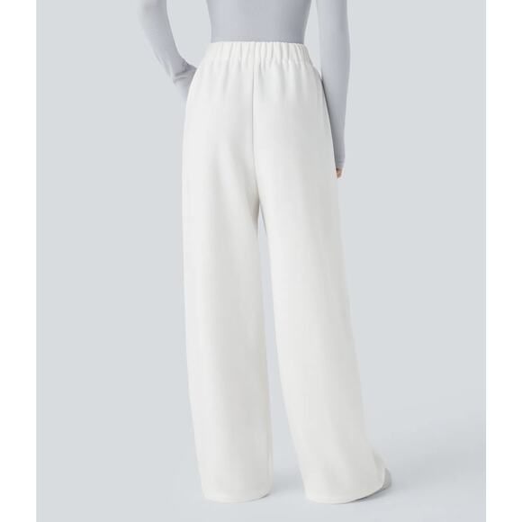 Halara Fleece Pants Womens Large Wide Leg Gray High Rise Sweatpants Lounge, L - Picture 4 of 11